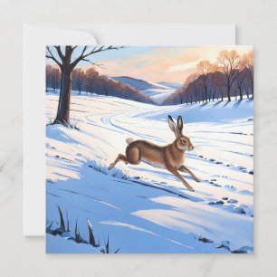 Graceful Bounds of Hare : Full of Winter Joy Holiday Card