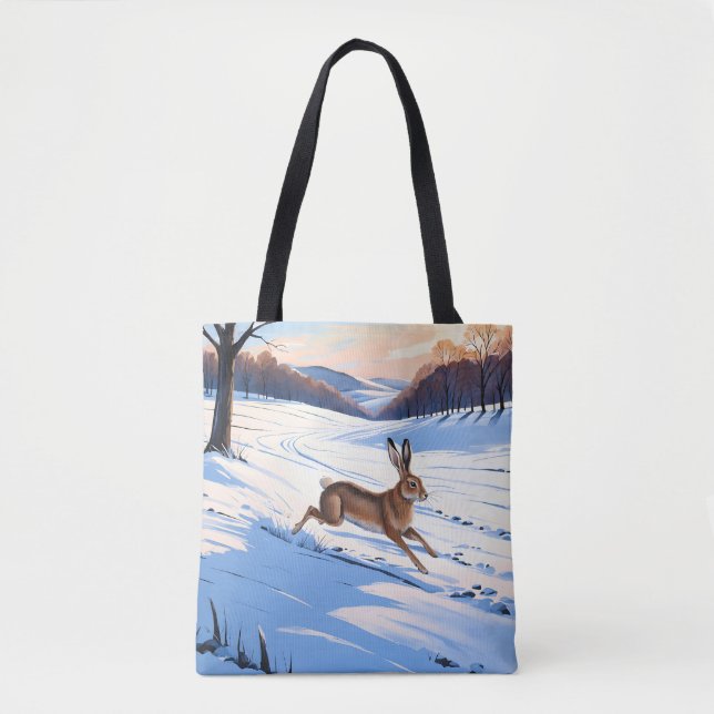 Graceful Bounds of Hare : Full of Winter Joy Tote Bag (Front)