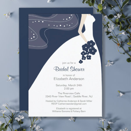 Graceful Bride Bridal Shower Invitation Blue