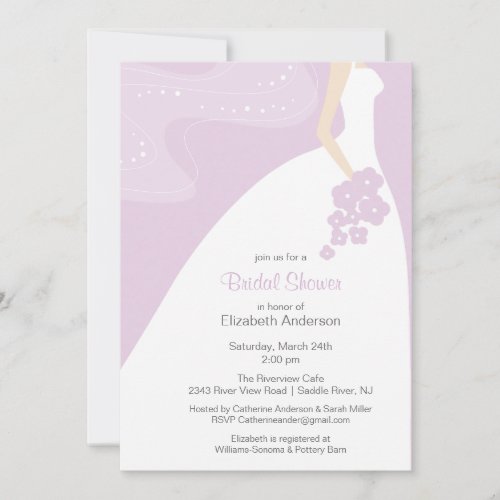 Graceful Bride Bridal Shower Invitation laveder