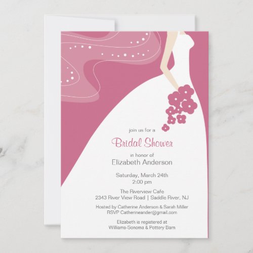 Graceful Bride Bridal Shower Invitation Pink