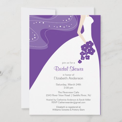 Graceful Bride Bridal Shower Invitation Purple