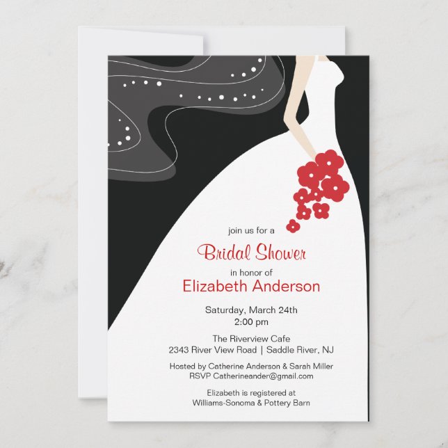 Graceful Bride Bridal Shower Invitation Red (Front)