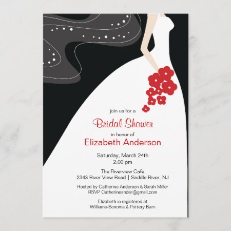 Graceful Bride Bridal Shower Invitation Red