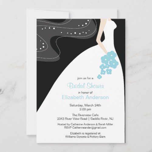 Graceful Bride Bridal Shower Invitation Turquoise