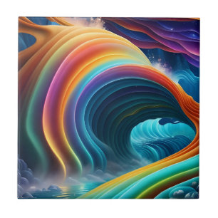 Graceful Bright Rainbow Waterfall Ceramic Tile