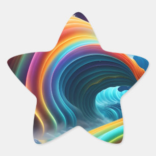 Graceful Bright Rainbow Waterfall Star Sticker