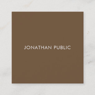 Graceful Brown Aesthetic Minimalist Trendy Plain Square Business Card