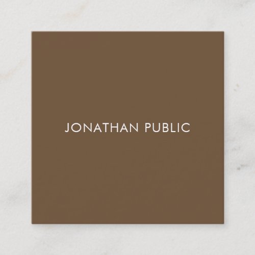 Graceful Brown Aesthetic Minimalist Trendy Plain Square Business Card