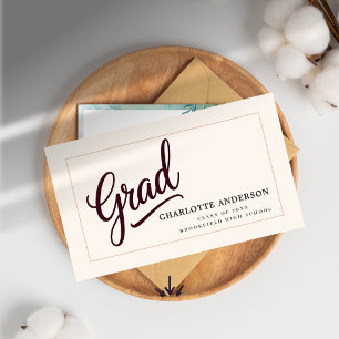 Graceful Burgundy Script Grad Enclosure Card