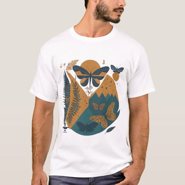 graceful butterflies on a soft and subtle paper T-Shirt (Front)
