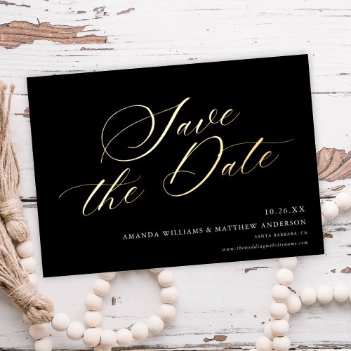 Graceful Calligraphy Non_Photo Save The Date Card 