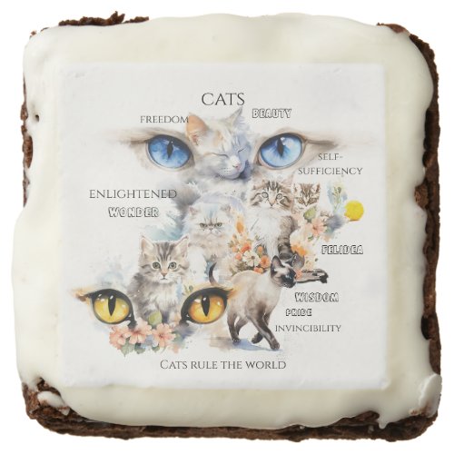 Graceful Cats Watercolor Art Typography Brownie