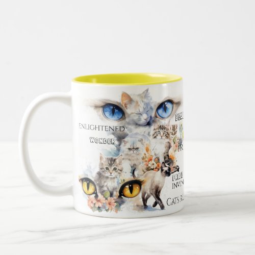 Graceful Cats Watercolor Art Typography Two_Tone Coffee Mug
