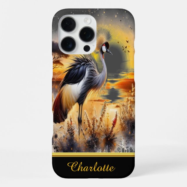 Graceful Crane at Sunset Iphone Case (Back)