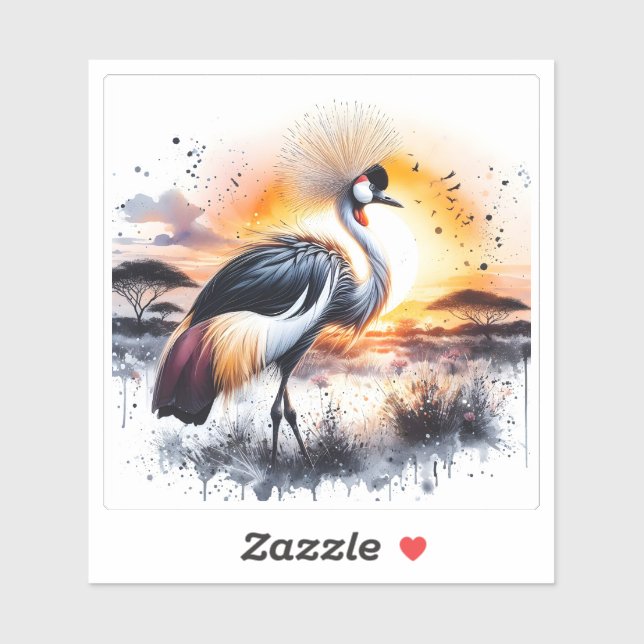 Graceful Crane at Sunset Sticker (Sheet)