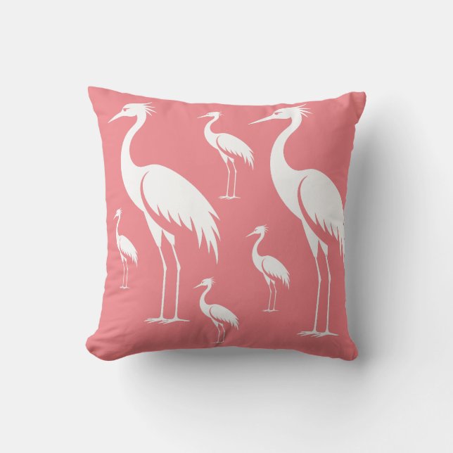 Graceful Crane Migrating Bird Decor Throw Pillow (Front)