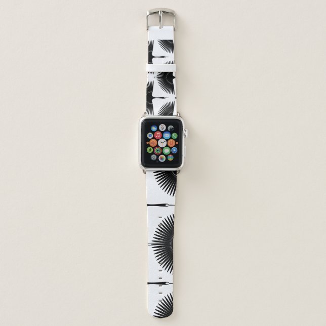 Graceful Crane: Oriental Bird Pattern Apple Watch Band (Front)