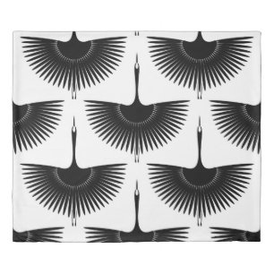 Graceful Crane: Oriental Bird Pattern Duvet Cover