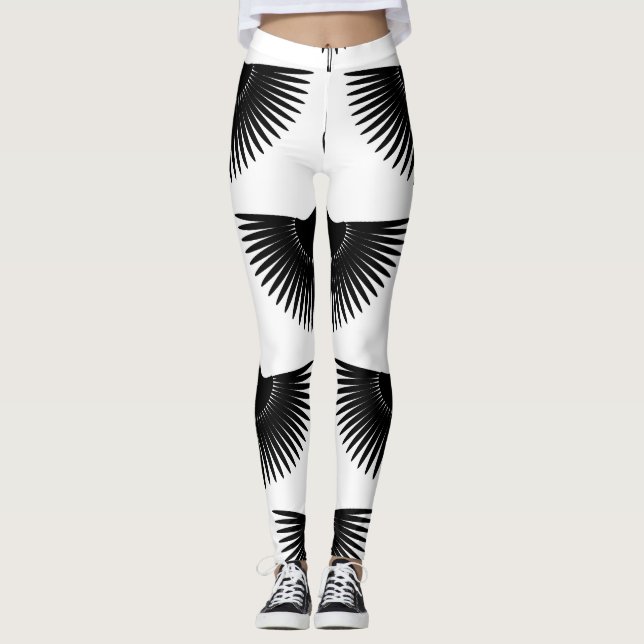 Graceful Crane: Oriental Bird Pattern Leggings (Front)