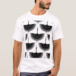 Graceful Crane: Oriental Bird Pattern T-Shirt