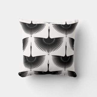Graceful Crane: Oriental Bird Pattern Throw Pillow