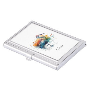 Graceful Crane: Watercolor Art, custom Business Card Case