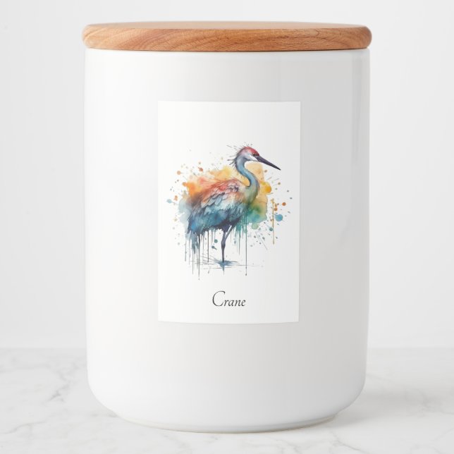 Graceful Crane: Watercolor Art, custom Food Label (Front)