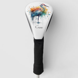 Graceful Crane: Watercolor Art, custom Golf Head Cover