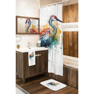 Graceful Crane: Watercolor Art, custom Shower Curtain