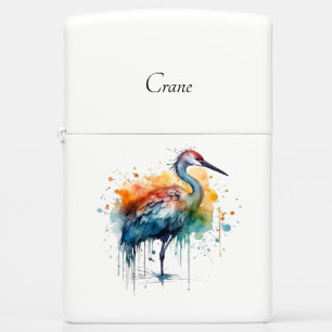 Graceful Crane: Watercolor Art, custom Zippo Lighter