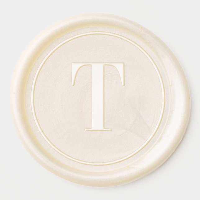Graceful Cream Monogram Design Wax Seal Sticker (Front)