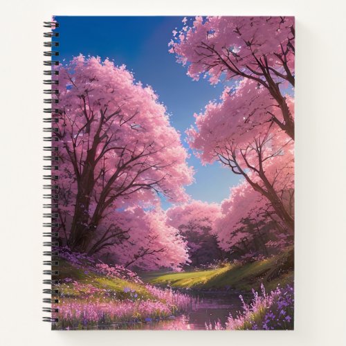 Graceful Dance of Sakura by the River Notebook