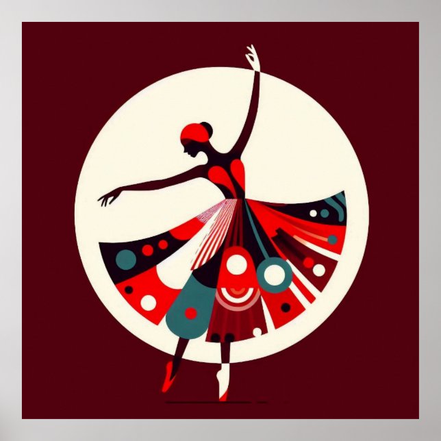 Graceful Dancer in Geometric Motion Poster (Front)