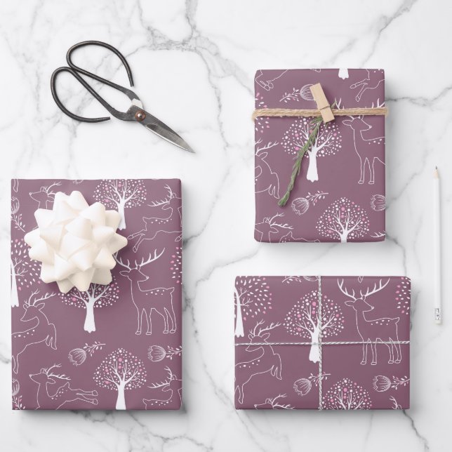 Graceful Deer Harmony: Fawn-themed Gift Wrapping Paper Sheets (Front)