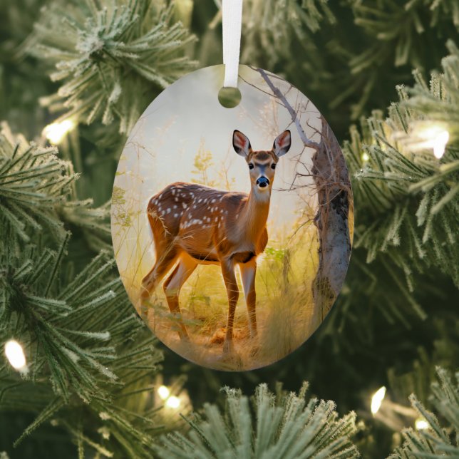 Graceful Deer in the Forest Nature Design Metal Ornament (Insitu)