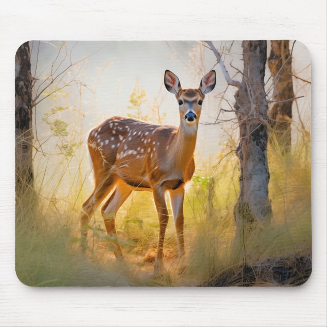 Graceful Deer in the Forest Nature Design Mouse Pad (Front)