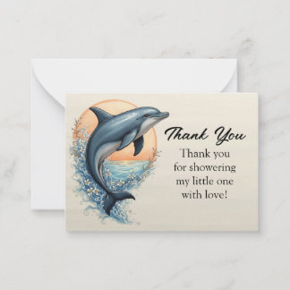 Graceful Dolphin at Sunset Thank You Note Card