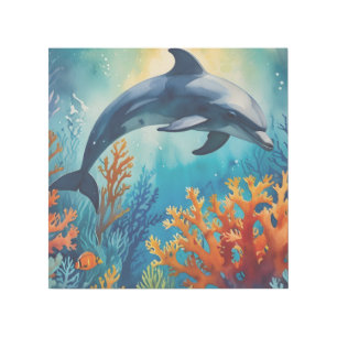 Graceful Dolphin in Coral Paradise Gallery Wrap