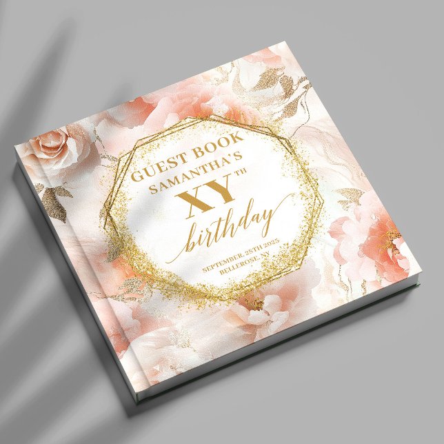 Graceful Dusty Pink Ivory Gold Birthday Guest Book (Graceful Dusty Pink Ivory Gold Birthday Guest Book

)