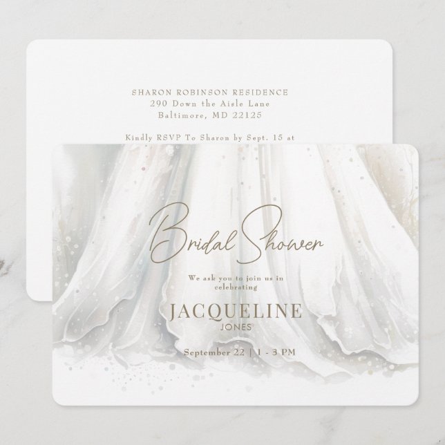 Graceful Elegance Wedding Dress Bridal Shower Invitation (Front/Back)