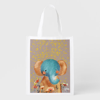 Graceful Elephant in the Wild Grocery Bag