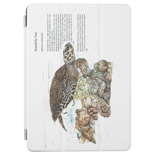Graceful Endangered Artwork Hawksbill Turtle iPad Air Cover