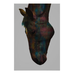 Graceful Equine Sip: Colorful Horse Head Design Photo Print