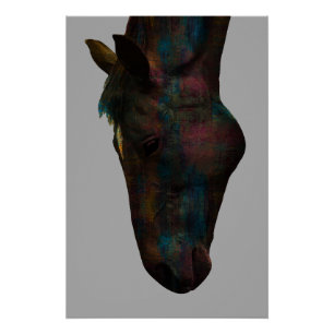 Graceful Equine Sip: Colorful Horse Head Design Poster