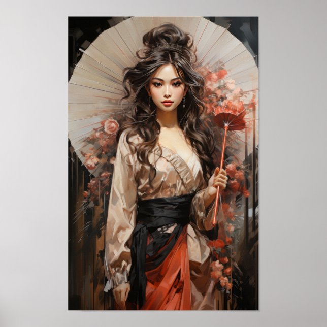 Graceful Essence: Japanese Woman Portrait Poster (Front)