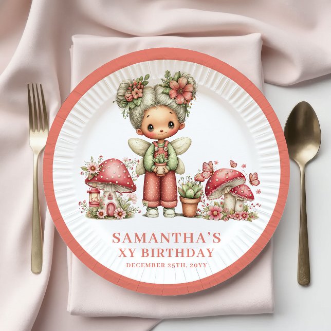Graceful Fairy 4th Birthday Blush Flowers Paper Plates (Graceful Fairy 4th Birthday Blush Flowers Paper Plates)