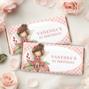 Graceful Fairy Girl Blush Floral Birthday Hershey  Bar Favors