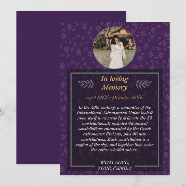 Graceful Farewell: Floral Funeral with Photo  Invi Invitation (Front/Back)