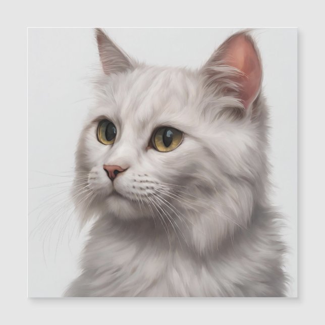 Graceful Feline: A White Cat Art Print (Front)